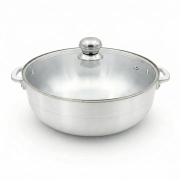 FryNest Complete Caldero Set - 11 & 12 Inch Glass and Silver Lid Covered Pots