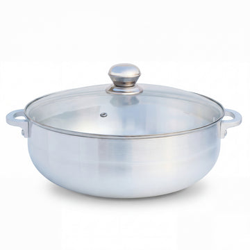 FryNest Complete Caldero Set - 11 & 12 Inch Glass and Silver Lid Covered Pots