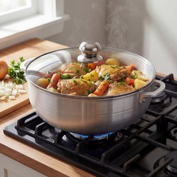 FryNest 7 Quart 12-Inch Traditional Caldero Pot with Tempered Glass Lid