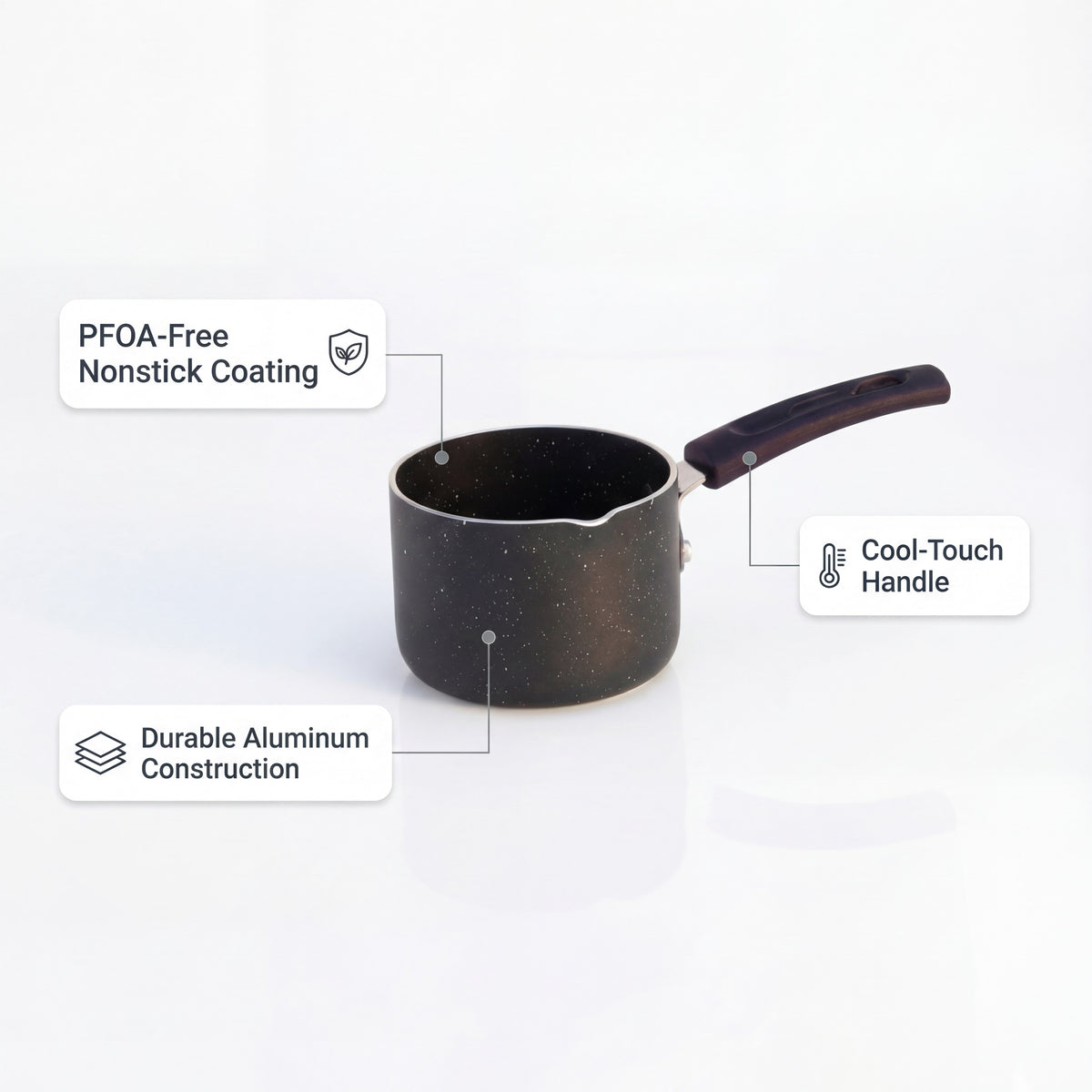 FryNest 4-Inch Nonstick Butter Warmer with Pour Spout - FryNest Milk Pan detail image 4