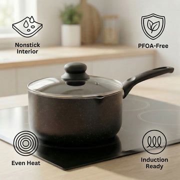 FryNest 8-Inch Induction Nonstick Sauce Pot with Glass Lid