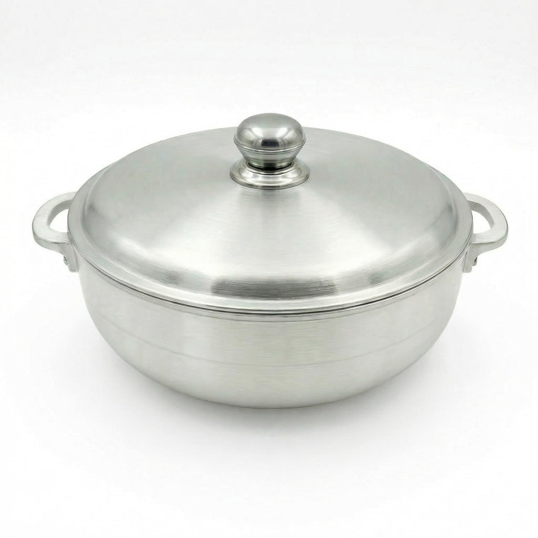 FryNest 5.5-Quart 11-Inch Traditional Caldero Pot with Silver Aluminum Lid, Aluminum Rice Pot for Arroz, Beans, Soups and Stews, Induction Compatible