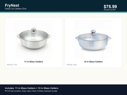 FryNest Glass Lid Caldero Duo - 11 & 12 Inch Nonstick Covered Pot Set