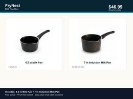 FryNest Milk Pan Duo - 6.5 & 7 Inch Nonstick Pour-Spout Saucepan Set
