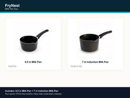FryNest Milk Pan Duo - 6.5 & 7 Inch Nonstick Pour-Spout Saucepan Set