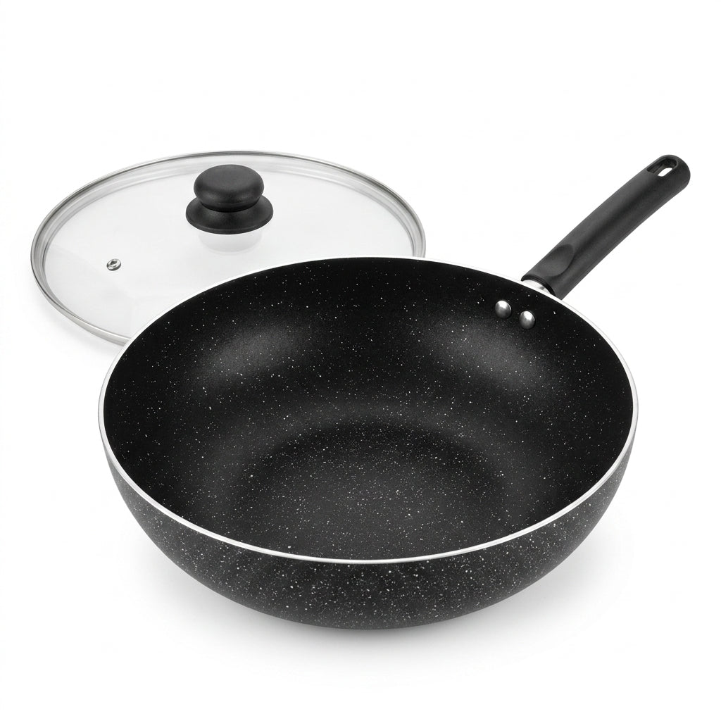 FryNest 11-Inch Induction Nonstick Wok with Glass Lid