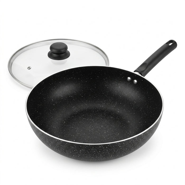 FryNest 11-Inch Induction Nonstick Wok with Glass Lid