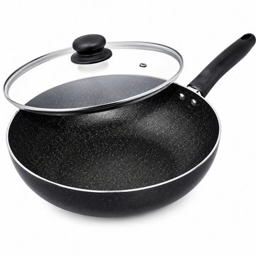 FryNest 12-Inch Induction Nonstick Wok with Glass Lid
