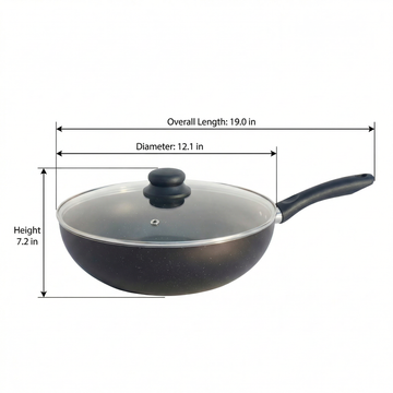 FryNest 12-Inch Induction Nonstick Wok with Glass Lid
