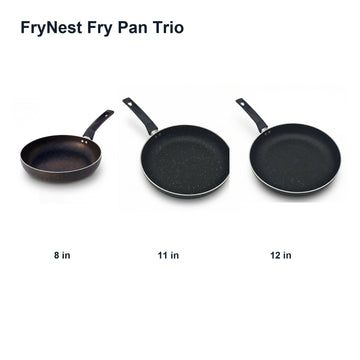 FryNest Fry Pan Trio - 8, 11 & 12 Inch Induction Nonstick Skillet Set
