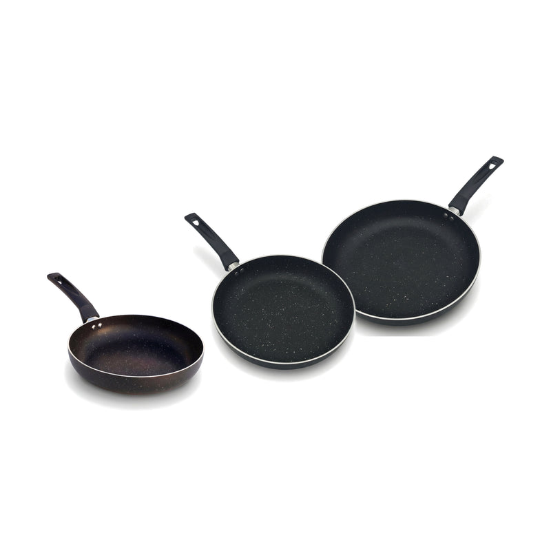 FryNest 3-Piece Nonstick Fry Pan Set, 8, 11 & 12 Inch Induction Skillets, Black